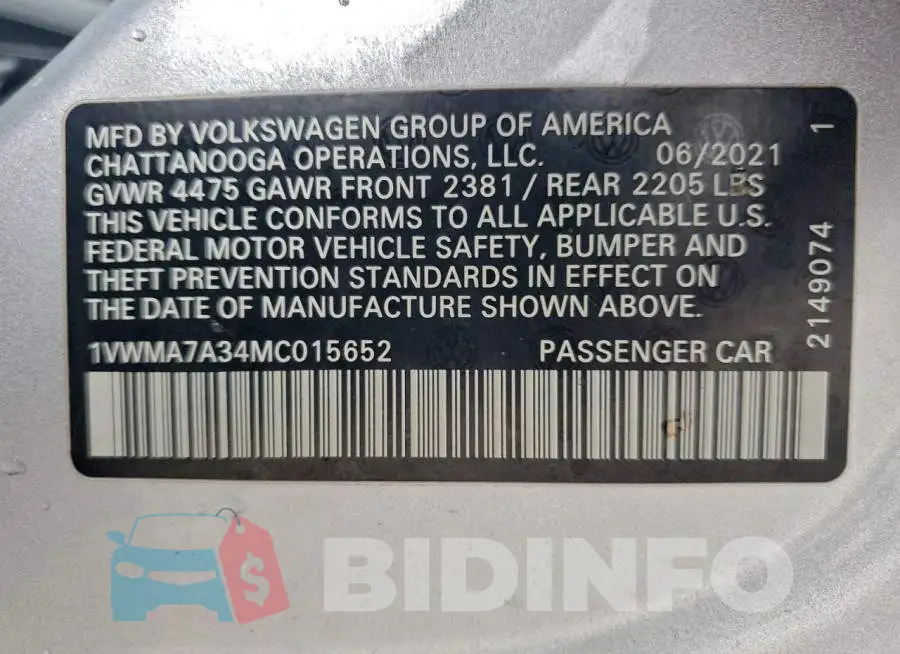 1VWMA7A34MC015652 Photo# 13