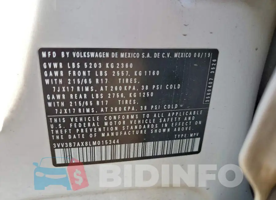 3VV3B7AX8LM015344 Photo# 13