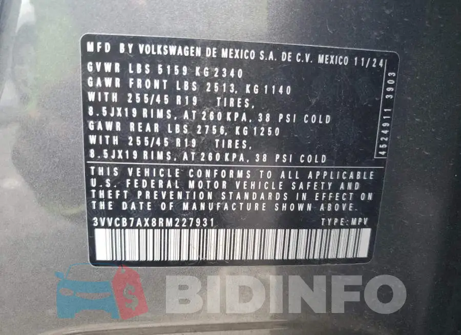 3VVCB7AX8RM227931 Photo# 14