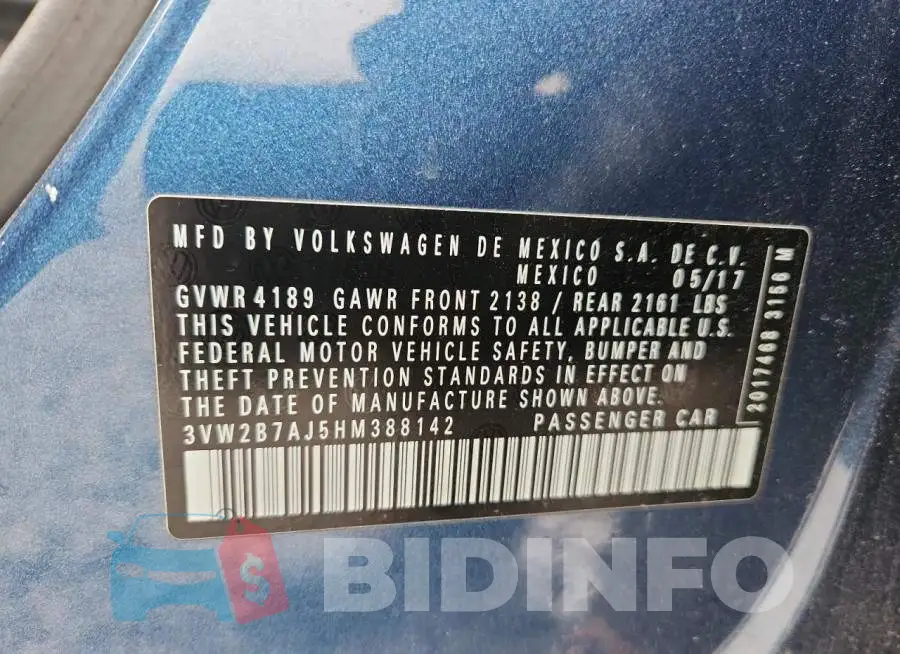 3VW2B7AJ5HM388142 Photo# 12