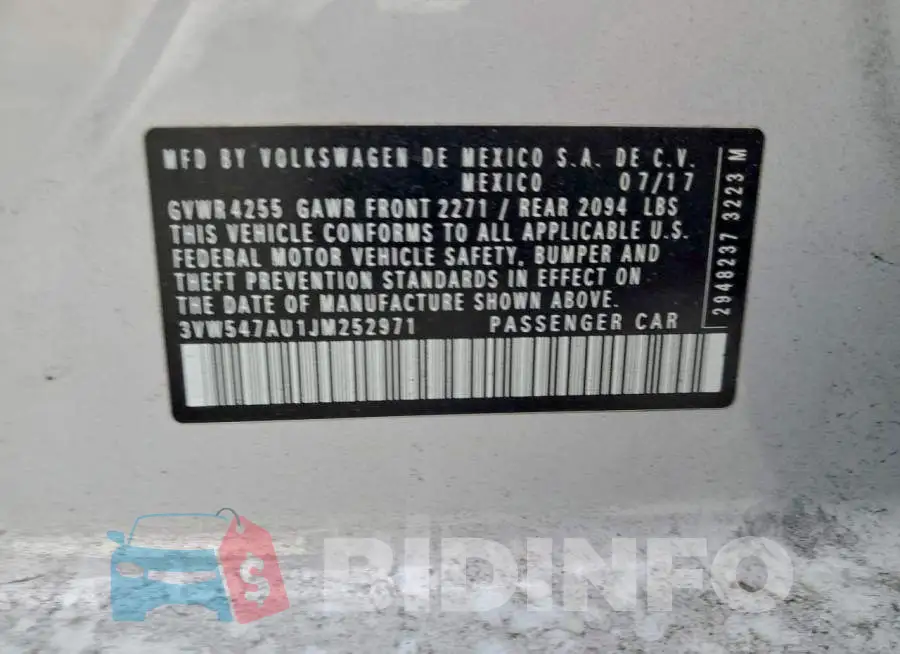 3VW547AU1JM252971 Photo# 12