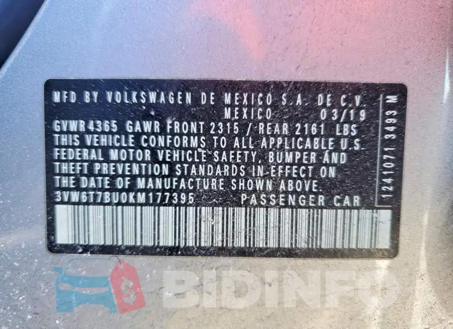 3VW6T7BU0KM177395 Photo# 12