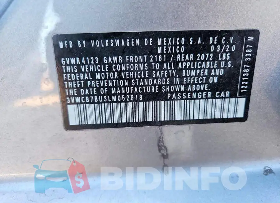 3VWCB7BU3LM052818 Photo# 11