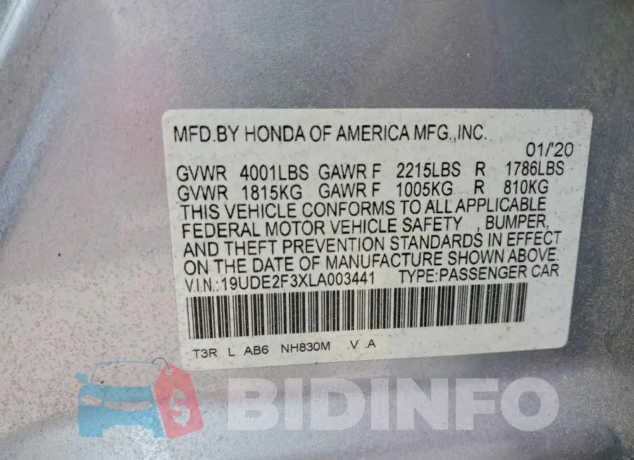 19UDE2F3XLA003441 Photo# 13