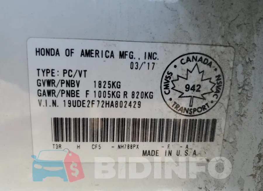 19UDE2F72HA802429 Photo# 13