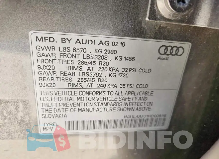 WA1LAAF71HD009115 Photo# 13