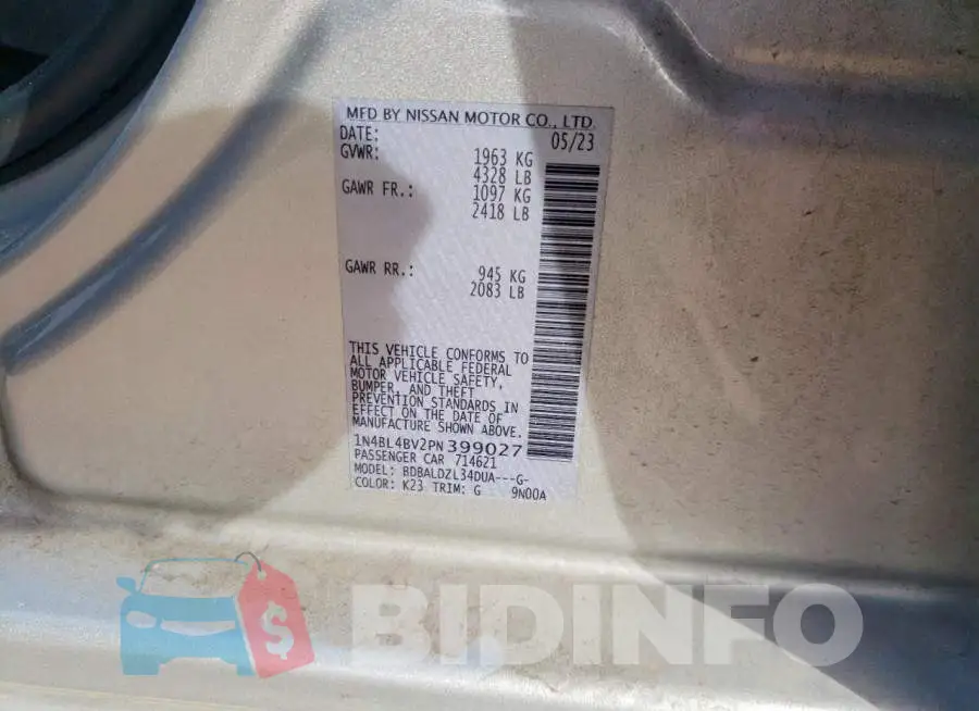 1N4BL4BV2PN399027 Photo# 13