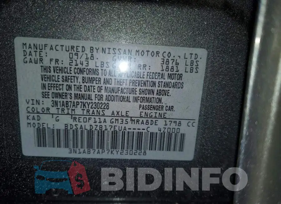 3N1AB7AP7KY230228 Photo# 12