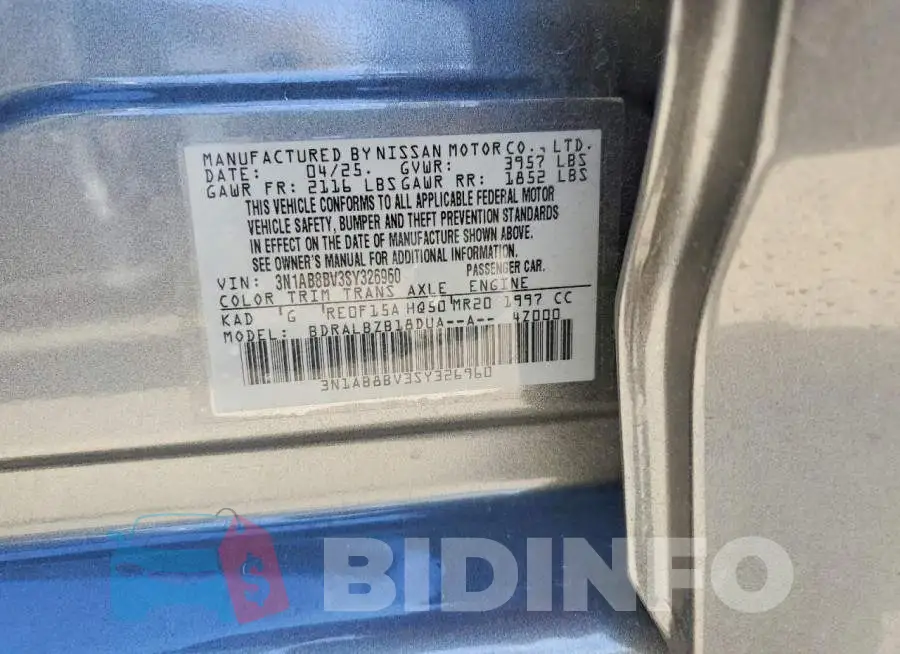 3N1AB8BV3SY326960 Photo# 12