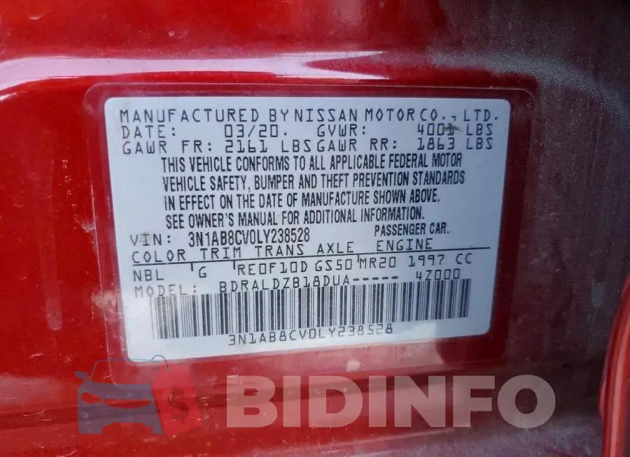3N1AB8CV0LY238528 Photo# 12