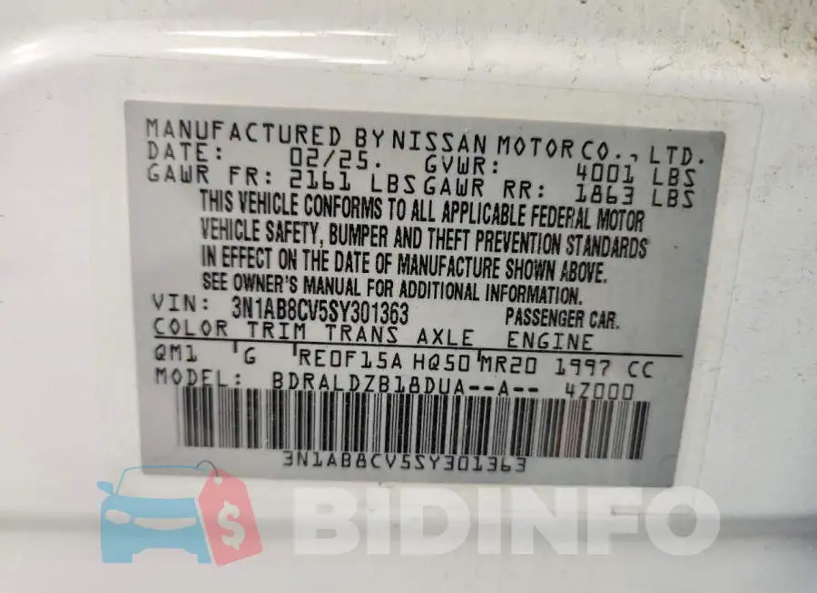 3N1AB8CV5SY301363 Photo# 12