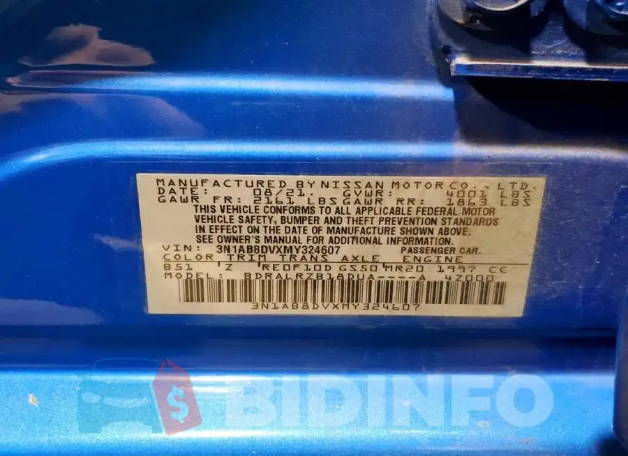 3N1AB8DVXMY324607 Photo# 5