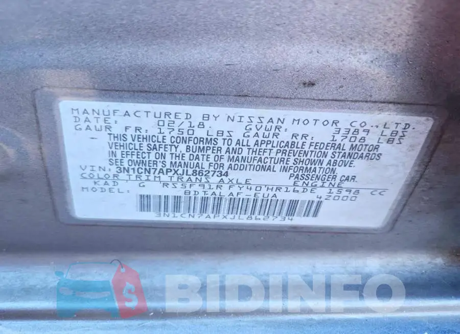 3N1CN7APXJL862734 Photo# 12
