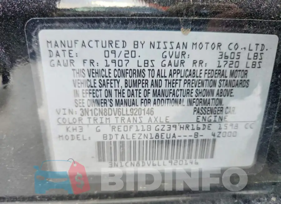 3N1CN8DV6LL920146 Photo# 12