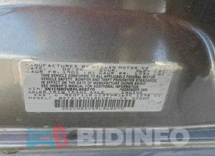 3N1CN8DV8RL868270 Photo# 12