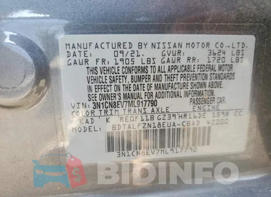 3N1CN8EV7ML917790 Photo# 12