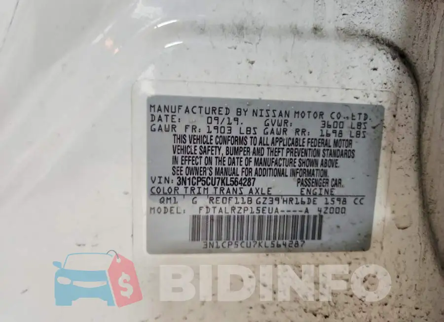 3N1CP5CU7KL564287 Photo# 13