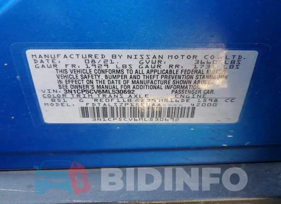 3N1CP5CV6ML530692 Photo# 13