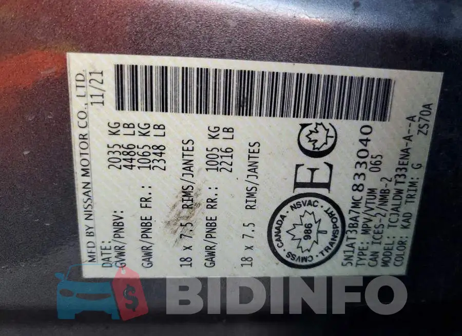 5N1AT3BA7MC833040 Photo# 14
