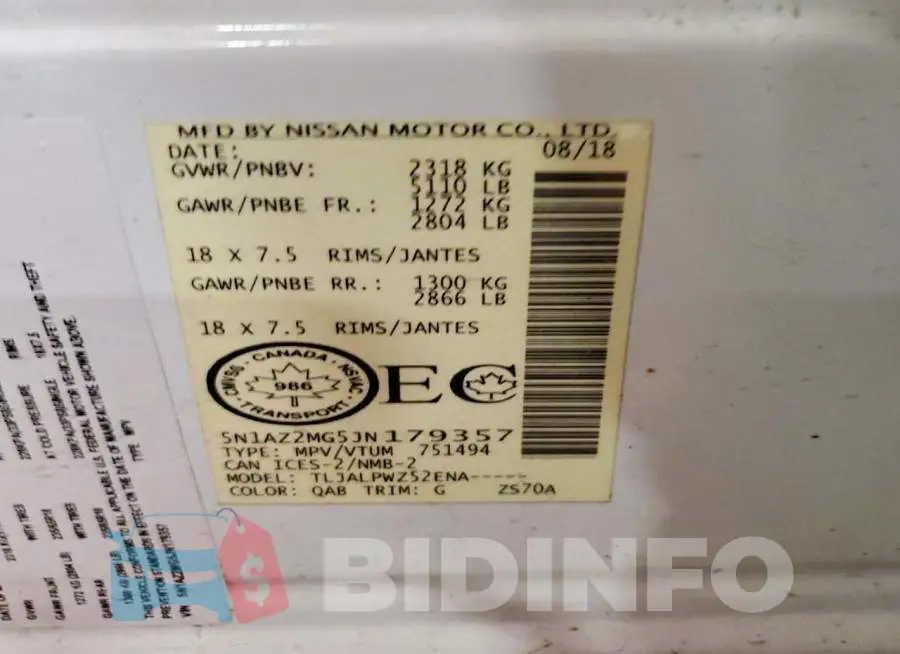 5N1AZ2MG5JN179357 Photo# 13