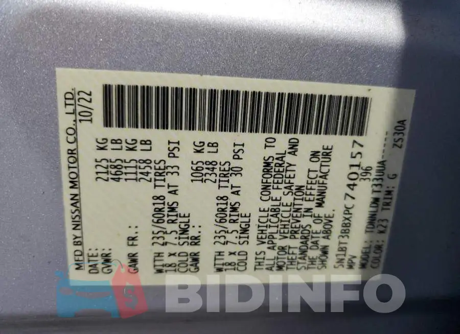 5N1BT3BBXPC740157 Photo# 14