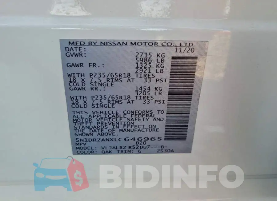 5N1DR2ANXLC646965 Photo# 14