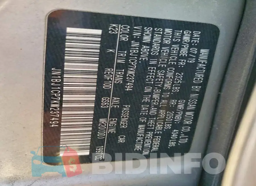 JN1BJ1CP7KW237494 Photo# 13