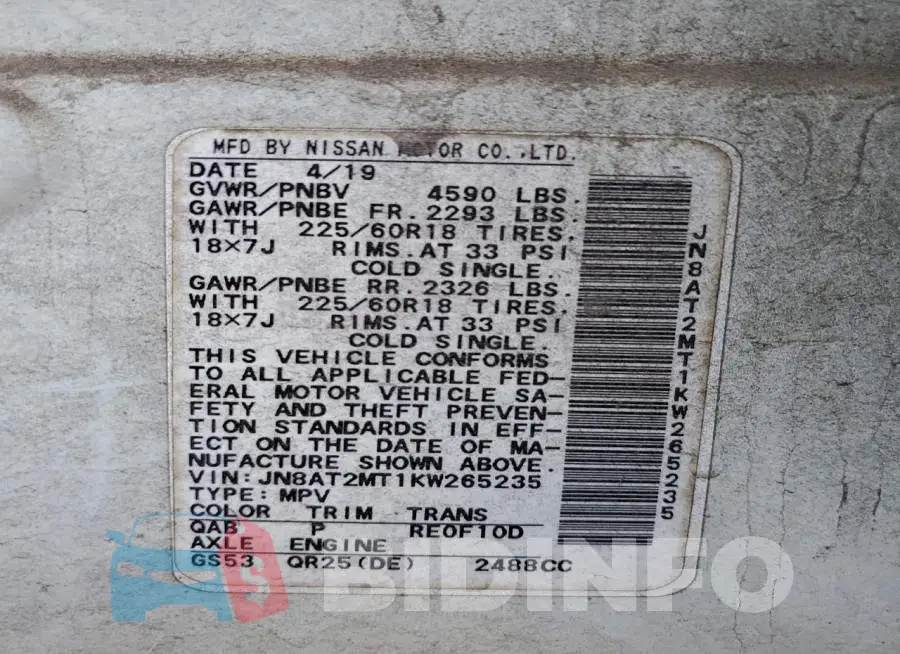 JN8AT2MT1KW265235 Photo# 13