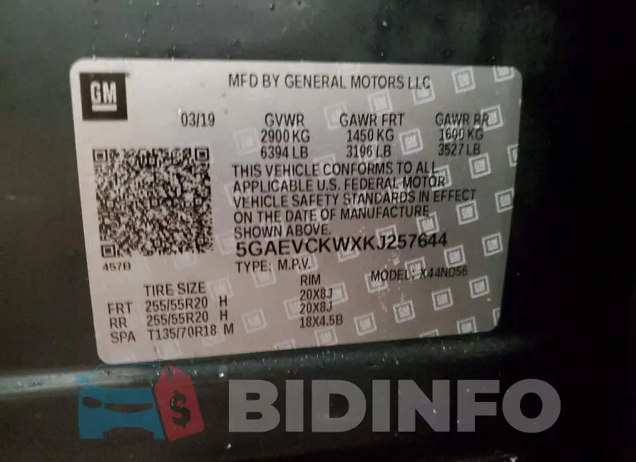 5GAEVCKWXKJ257644 Photo# 13