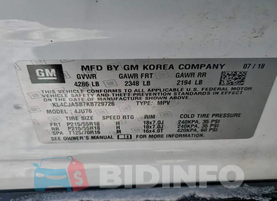 KL4CJASB7KB729726 Photo# 13