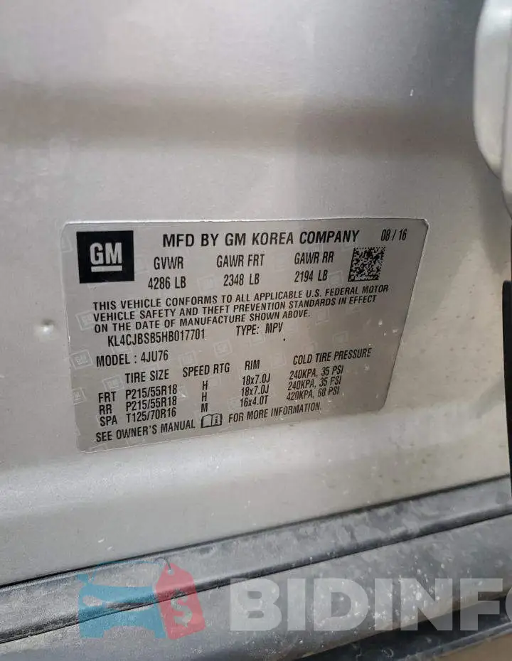 KL4CJBSB5HB017701 Photo# 13