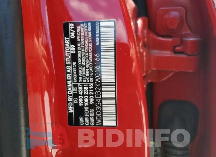 WDD3G4EB2KW016166 Photo# 12