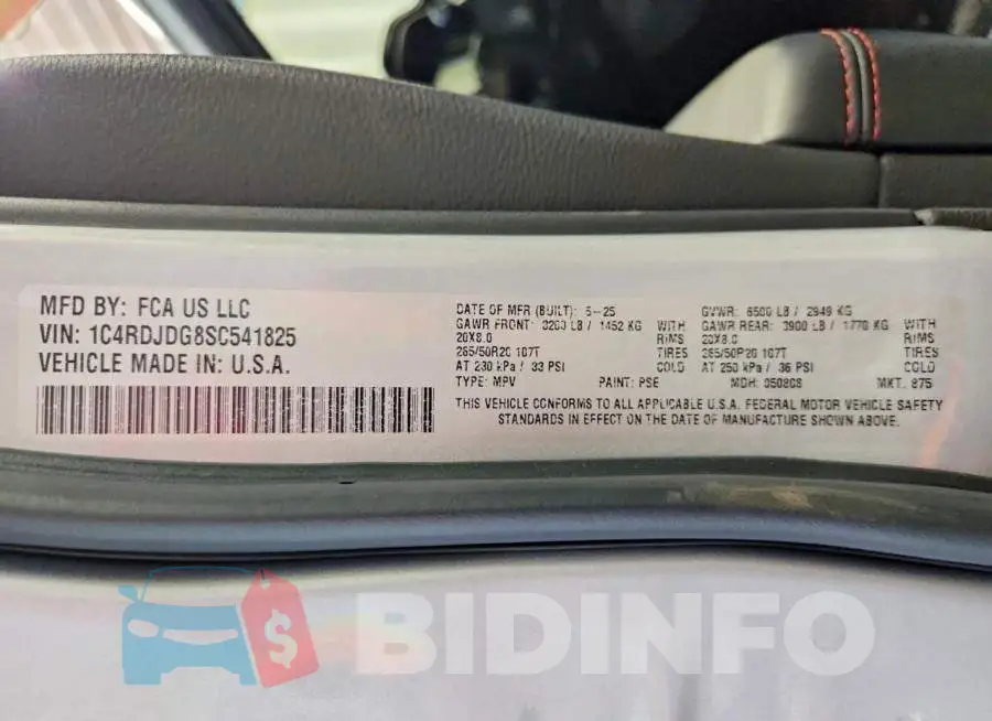 1C4RDJDG8SC541825 Photo# 13