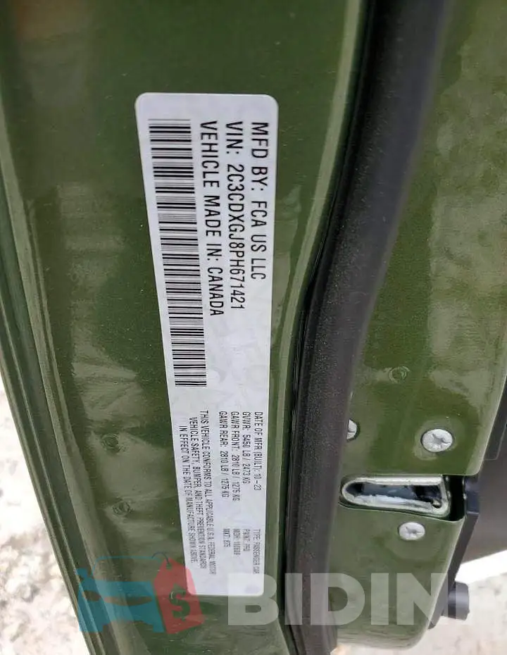 2C3CDXGJ8PH671421 Photo# 13