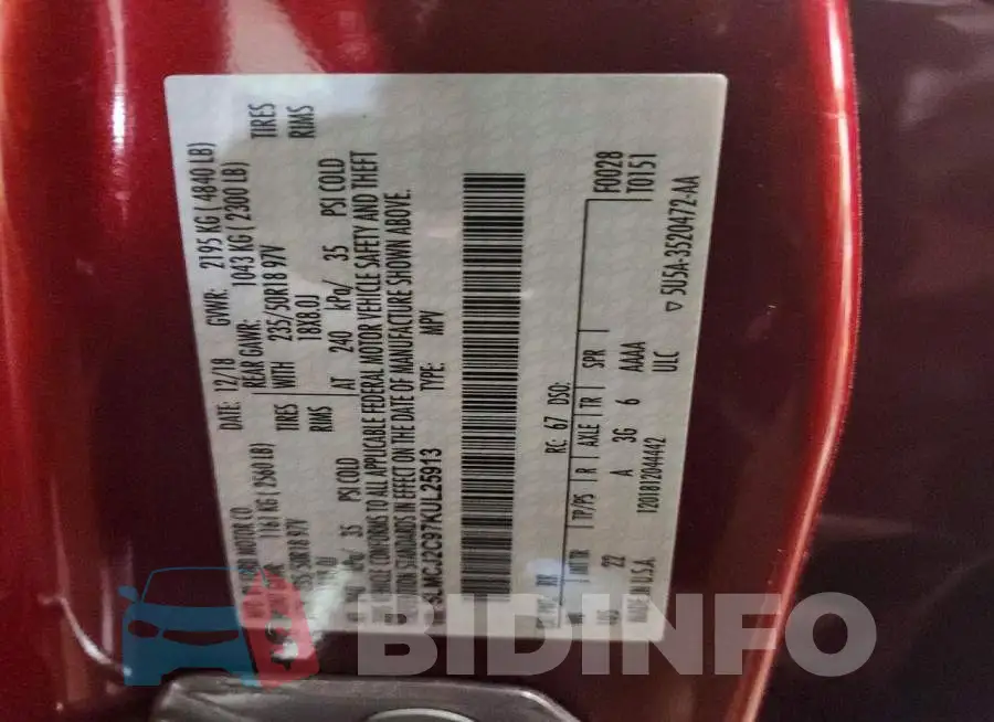 5LMCJ2C97KUL25913 Photo# 10