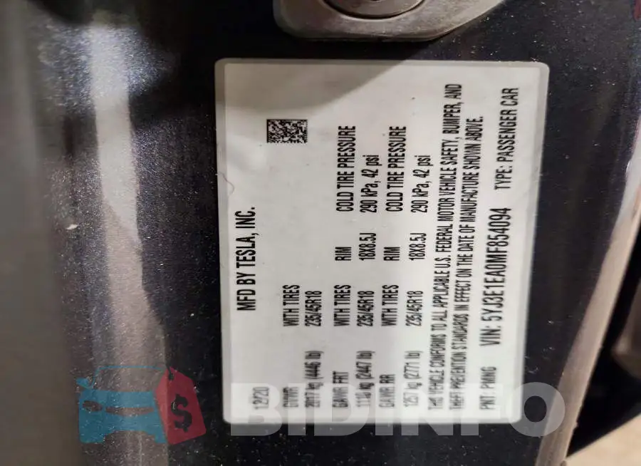 5YJ3E1EA0MF854094 Photo# 12