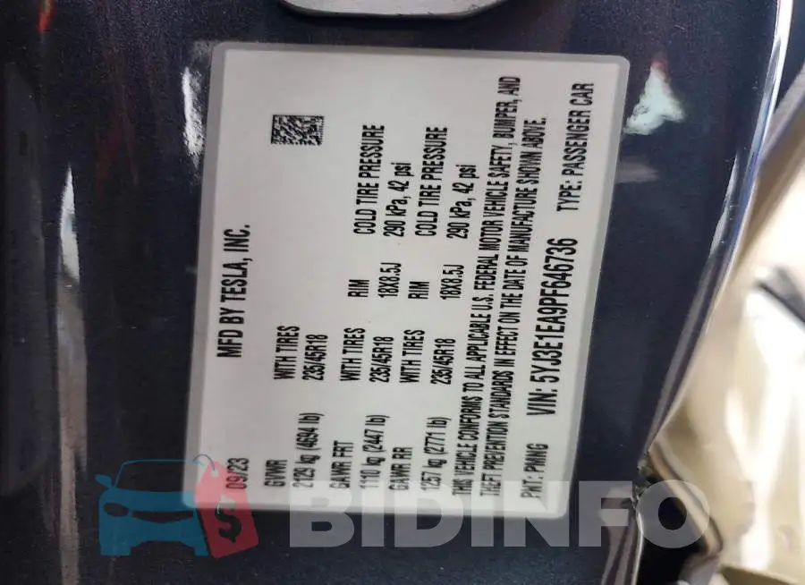 5YJ3E1EA9PF646736 Photo# 13