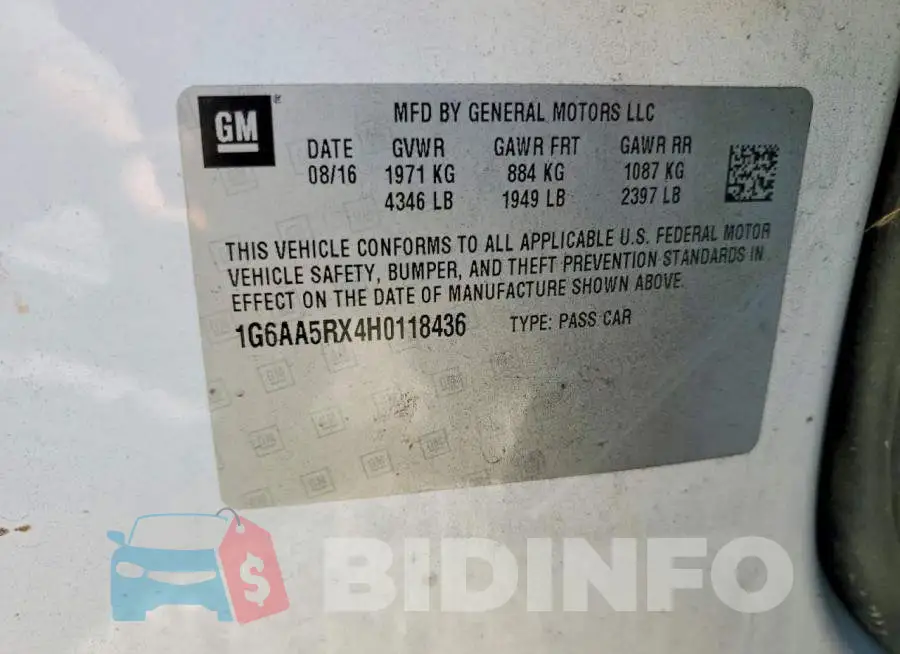 1G6AA5RX4H0118436 Photo# 12