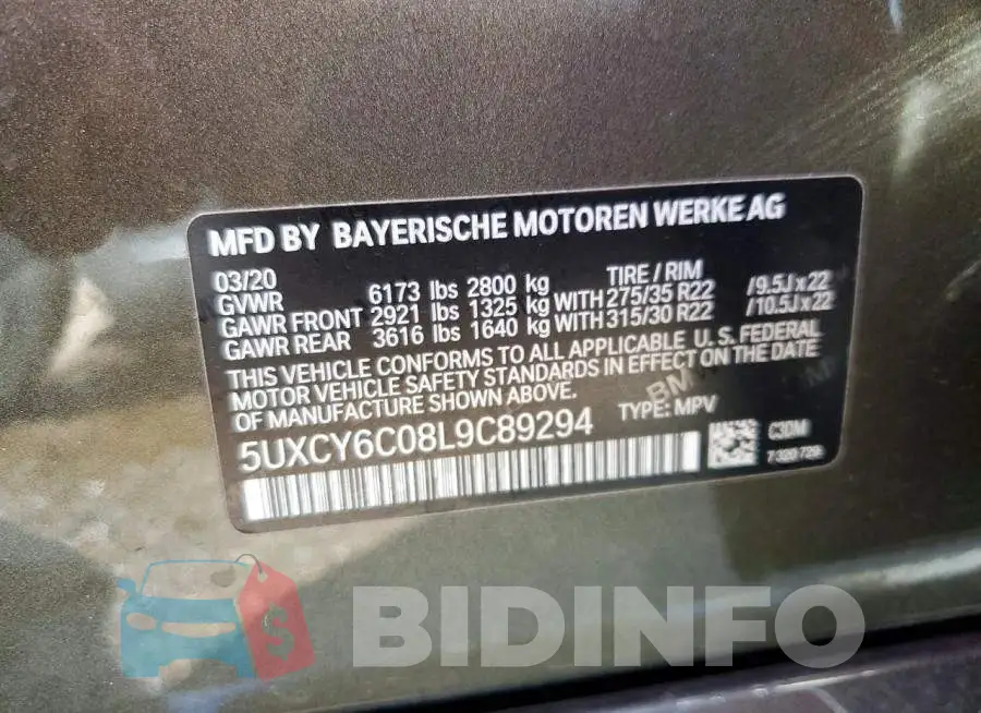 5UXCY6C08L9C89294 Photo# 13