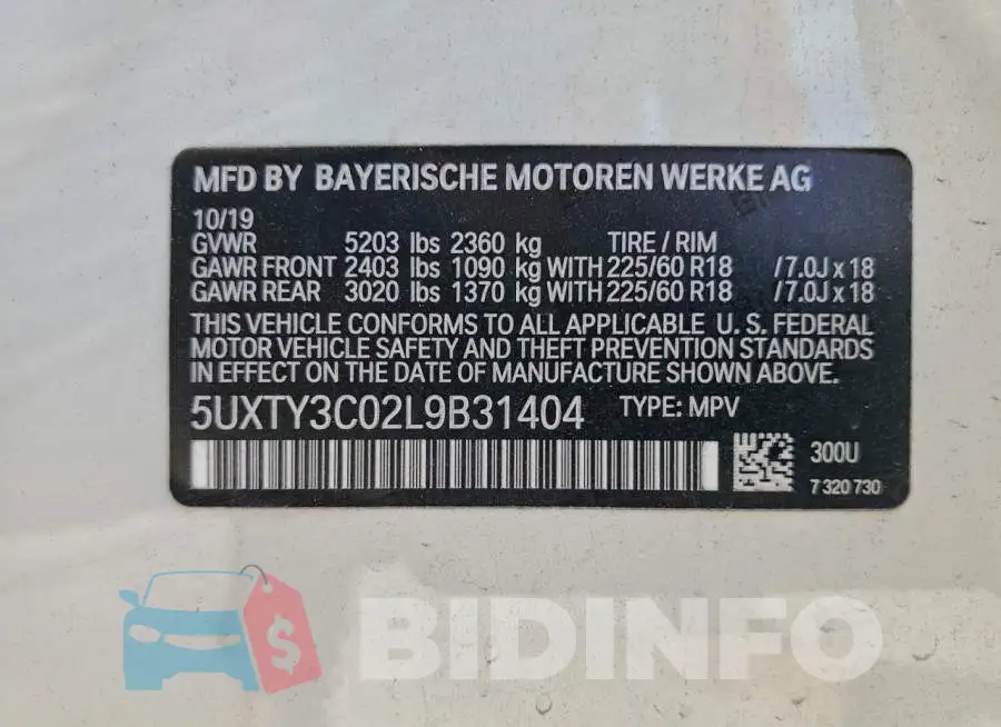 5UXTY3C02L9B31404 Photo# 13