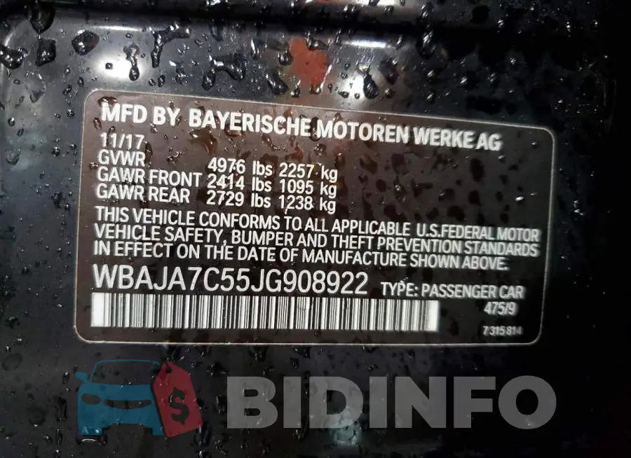 WBAJA7C55JG908922 Photo# 12