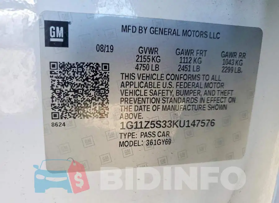 1G11Z5S33KU147576 Photo# 12