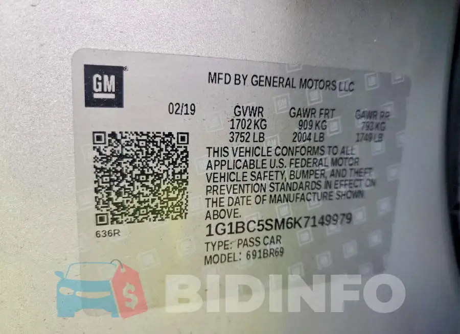1G1BC5SM6K7149979 Photo# 12