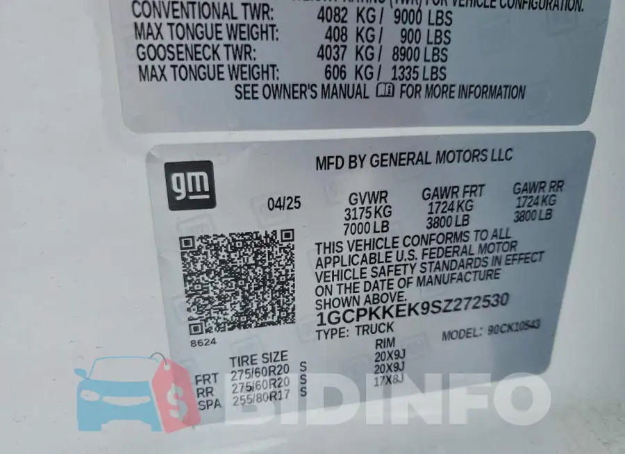 1GCPKKEK9SZ272530 Photo# 12