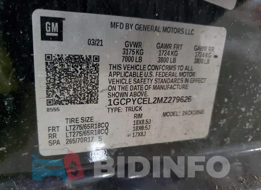 1GCPYCEL2MZ279626 Photo# 12