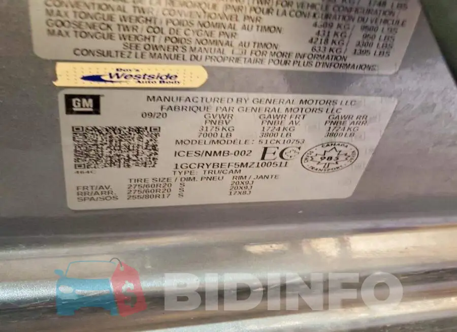 1GCRYBEF5MZ100511 Photo# 12