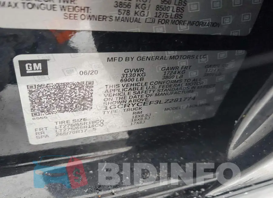 1GCRYCEF3LZ281774 Photo# 12