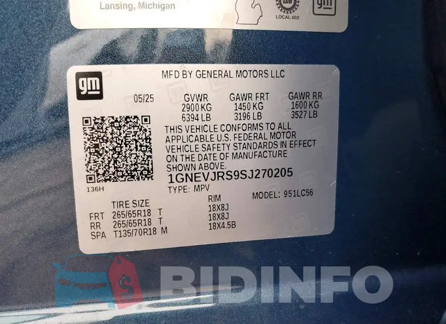 1GNEVJRS9SJ270205 Photo# 13