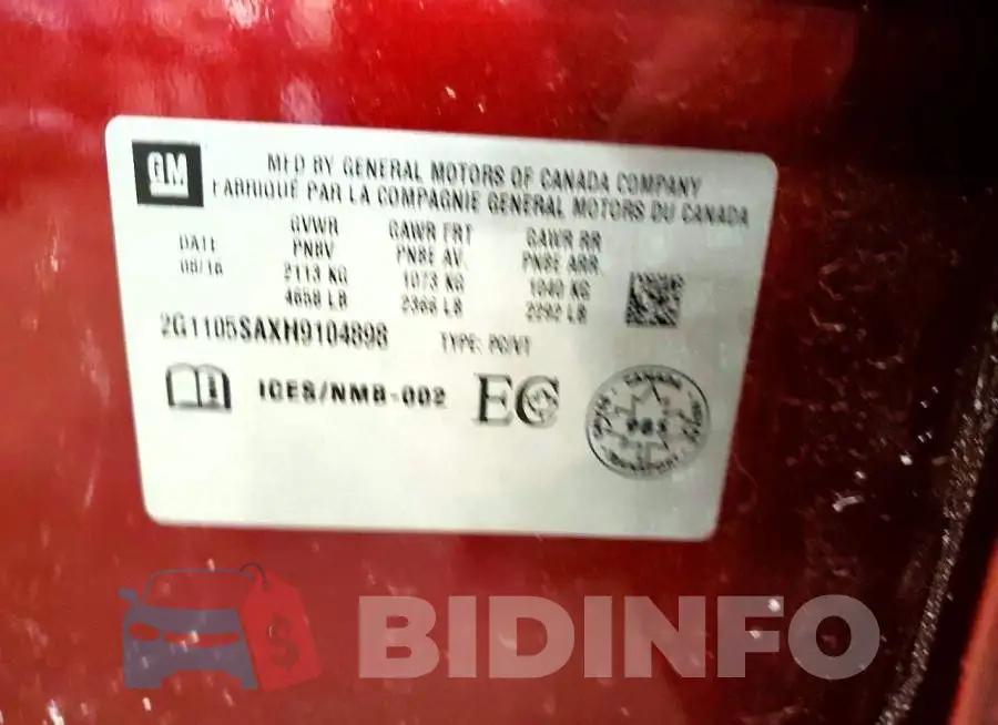2G1105SAXH9104898 Photo# 13