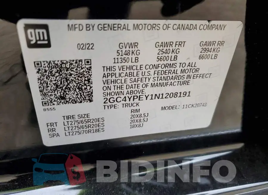 2GC4YPEY1N1208191 Photo# 12